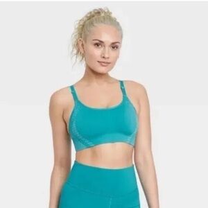 High Support Seamless Sports Bra Turquoise Blue all in motion size medium